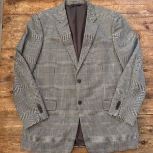 John W. Nordstrom 100% Cashmere Gray Glen Plaid Double Vent Blazer Men’s 44L EUC